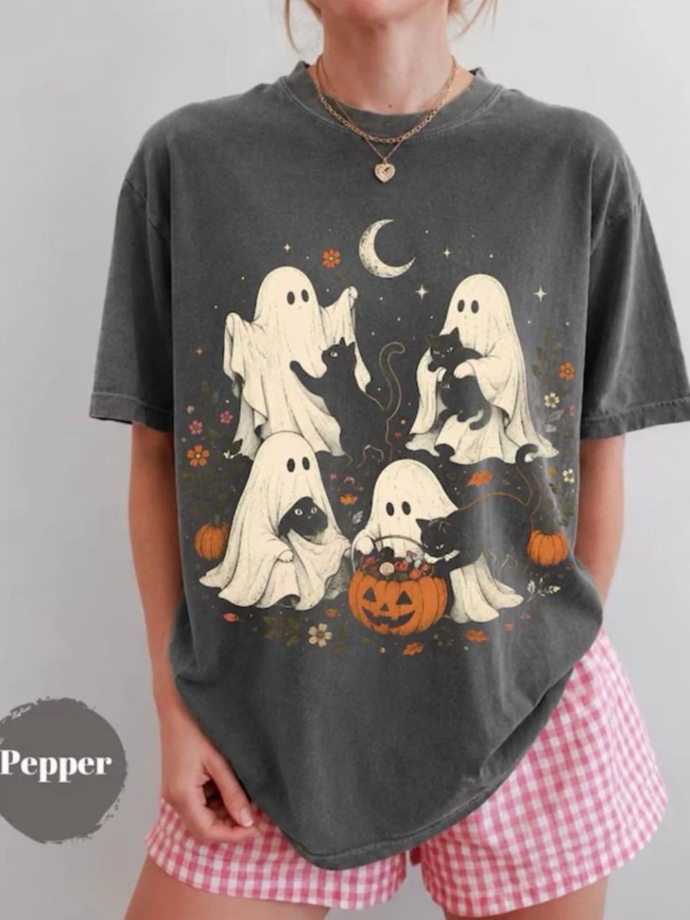 Comfort Colors Pepper Halloween Ghosts & Cats Tee